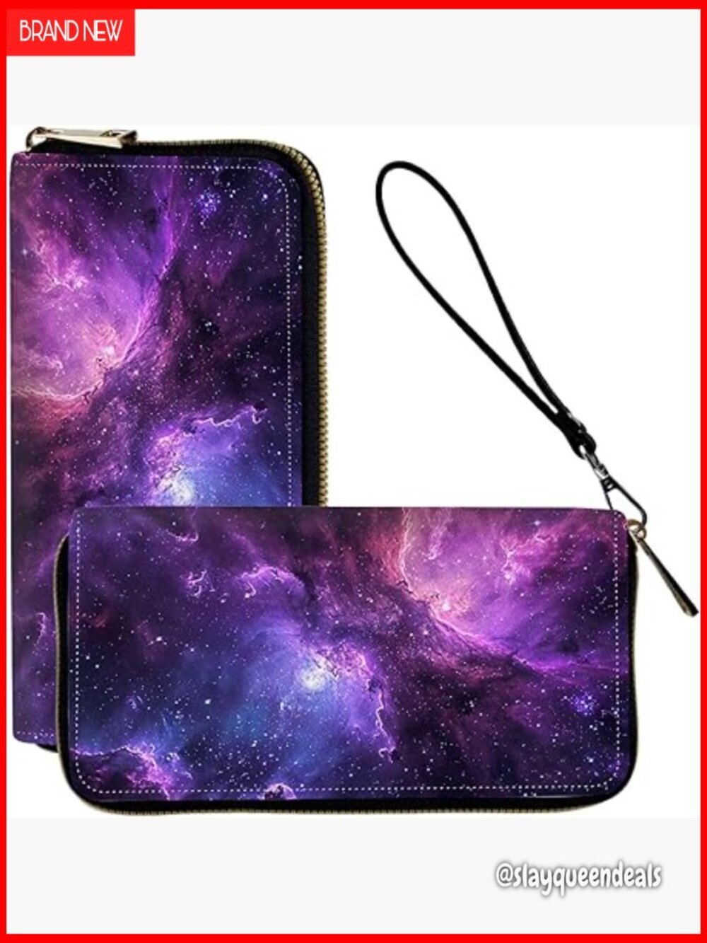 Slim RFID Blocking Wristlet Wallet with Zipper, PU Leather, 8 Card Slots